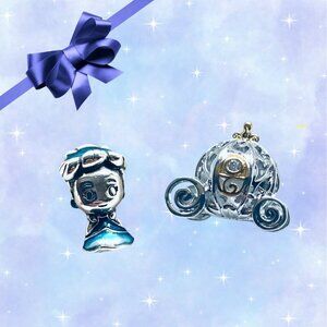 🏰 NWOT LOT Princess Cinderella  & her Enchanted Carriage Charms✨💙
